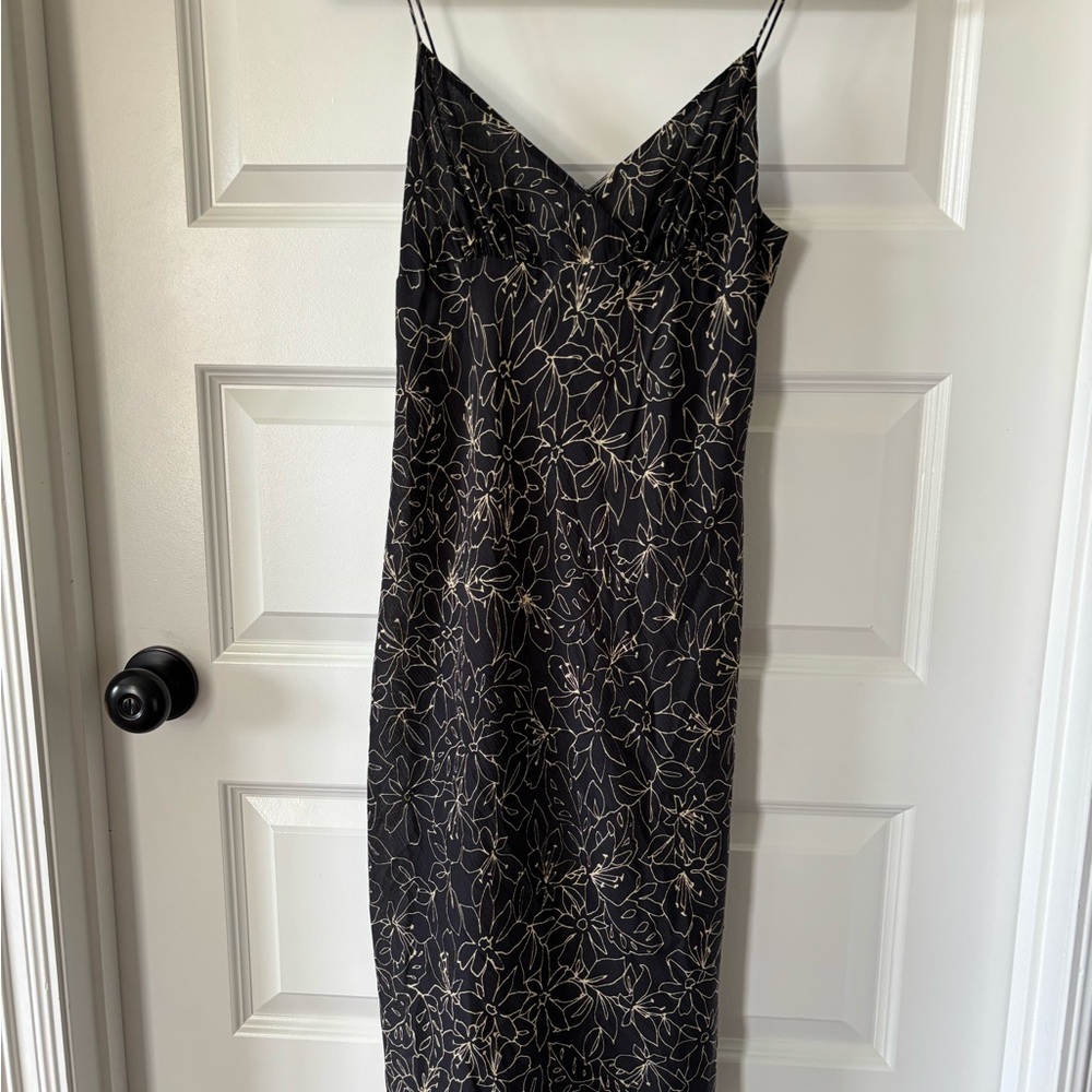 Ann Taylor Black Silk Dress with Gold Accents
